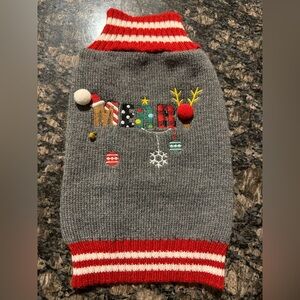Festive Gray and Red Dog Merry Christmas Sweater XS Xsmall
